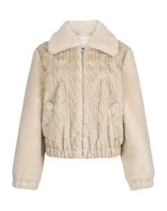 Бомбер в стиле тедди с отделкой вязаной косами, нейтральный Liu jo