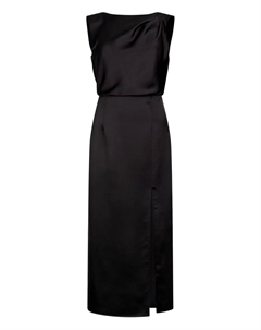 Атласное драпированное платье миди, черный Liu jo