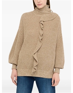 Свитер с высоким воротником и оборками, коричневый Liu jo