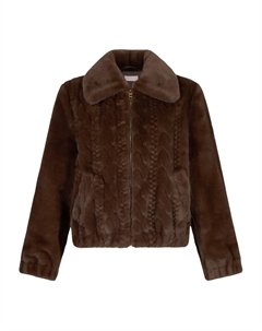 Бомбер в стиле тедди с отделкой вязаной косами, коричневый Liu jo