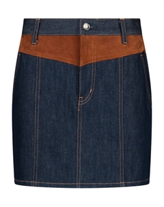 Джинсовая мини-юбка с замшевыми вставками, синий Liu jo