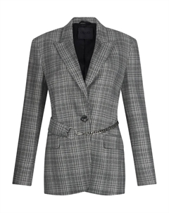 Блейзер в клетку с поясом-цепочкой, серый Liu jo