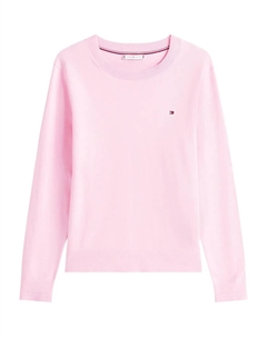 Свитер с логотипом и круглым вырезом, розовый Tommy hilfiger