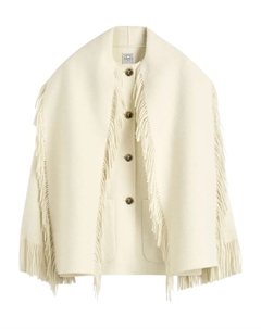 Шерстяной жакет с бахромой TOTEME, нейтральный Toteme