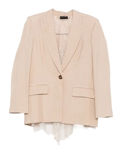 Однобортный пиджак с кружевной отделкой, нейтральный Liu jo