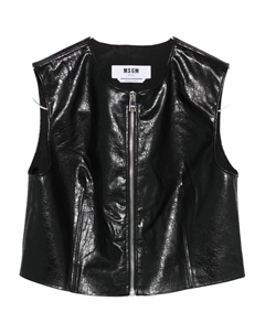 Топ без рукавов с застежкой-молнией спереди, черный Msgm