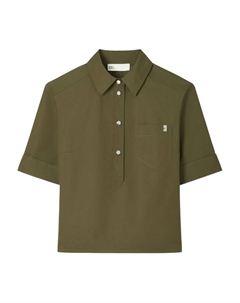 Рубашка с короткими рукавами и карманом, зеленый Tory burch