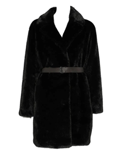 Пальто из искусственного меха с поясом, черный Parosh