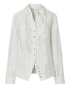 Полосатый топ на пуговицах, белый Tory burch