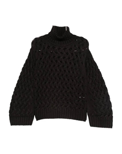 Свитер с высоким воротником и ажурной вязкой, коричневый Parosh