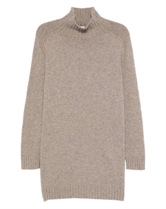 Кашемировое платье мини с высоким воротником, нейтральный Eric bompard