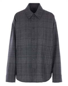 Клетчатая шерстяная рубашка, серый Balenciaga