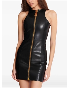 Кожаное платье мини, черный Balmain