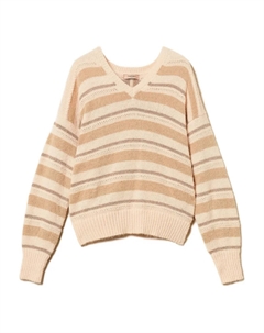 Свитер с V-образным вырезом и полосками, нейтральный Twinset
