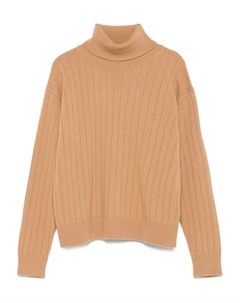 Свитер в рубчик с высоким воротником, коричневый Eleventy