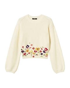 Свитер с цветочной вышивкой, белый Twinset