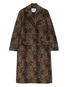 Двубортное пальто с леопардовым принтом, коричневый Msgm