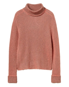 Джемпер с высоким воротником в рубчик, розовый Twinset