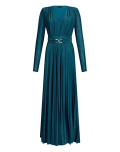 Платье макси с V-образным вырезом и складками, синий Liu jo