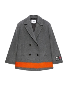 Двубортное пальто с контрастной отделкой, серый Msgm