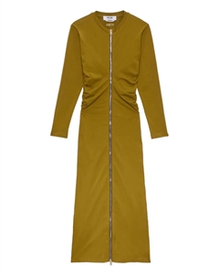 Платье с застежкой-молнией спереди и сборками, зеленый Msgm