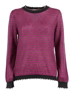 Полосатый свитер с необработанными краями, розовый Kangra