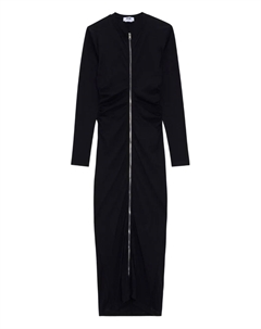 Макси-платье с молнией спереди и присборенной отделкой, черный Msgm