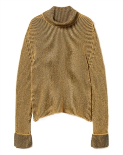 Свитер в рубчик с высоким воротником, желтый Twinset