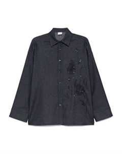 Рубашка из смесовой шерсти с пайетками, синий Eleventy