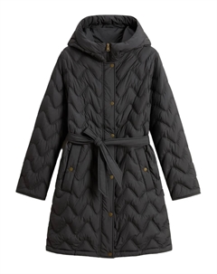 Стеганое пальто с капюшоном, черный Woolrich