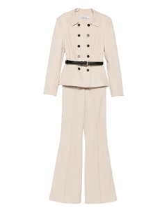 Комбинезон с поясом и двубортной застежкой, нейтральный Self-portrait