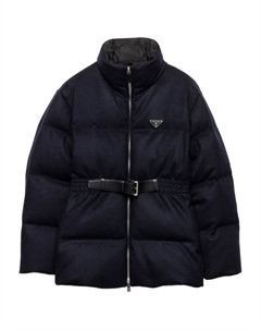 Пуховик с поясом, черный Prada