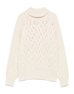 Свитер фактурной вязки с высоким воротником, нейтральный Eleventy