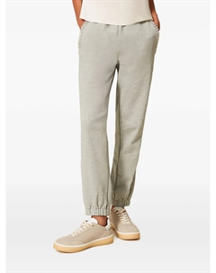 Хлопковые спортивные брюки с украшением из страз, серый Twinset