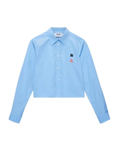 Укороченная рубашка с вышивкой в виде роз, синий Msgm