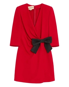 Мини-платье из шелка с бантом, красный Valentino garavani