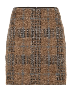 Твидовая юбка мини в клетку, коричневый Brunello cucinelli