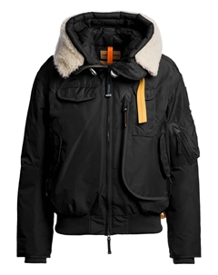 Бомбер с капюшоном и меховой отделкой, черный Parajumpers