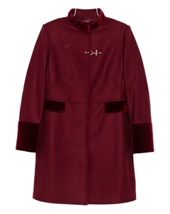 Пальто с отделкой из бархата, красный Fay