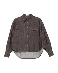 Джинсовая рубашка с карманами, коричневый Brunello cucinelli