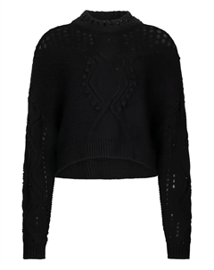 Ажурный рельефный шерстяной джемпер, черный Liu jo