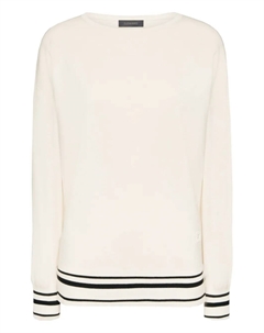 Кофта в полоску с вырезом лодочка, белый Elena miro