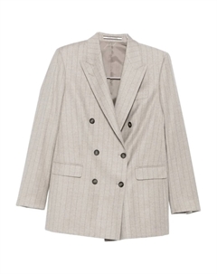 Двубортный пиджак в полоску, нейтральный Tagliatore
