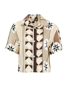 Рубашка с короткими рукавами и геометричным принтом, коричневый Loewe