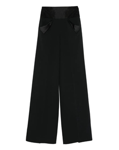 Брюки широкого кроя с кружевными вставками, черный Ermanno scervino