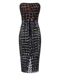 Платье миди с тиснением под кожу крокодила, черный Elisabetta franchi
