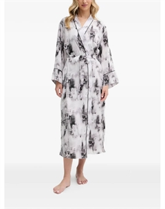 Халат с абстрактным принтом и поясом, белый Dkny