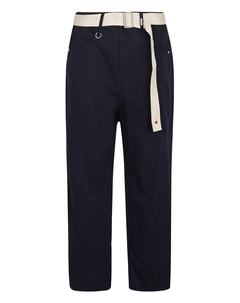 Брюки из хлопка и льна с поясом, синий High