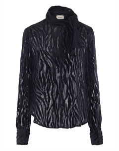 Рубашка с завязкой на шее и зебровым принтом, черный Isabel marant