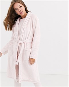 Светло розовый мягкий халат New look